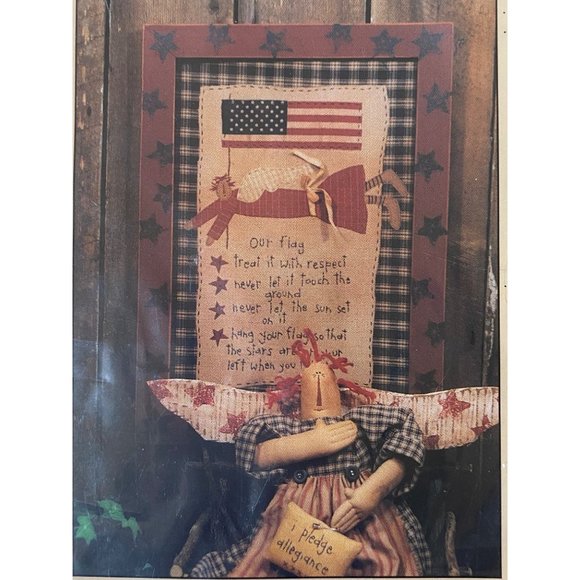 I Pledge Allegiance pattern doll+ embroidered picture 1999 Americana - Picture 2 of 3